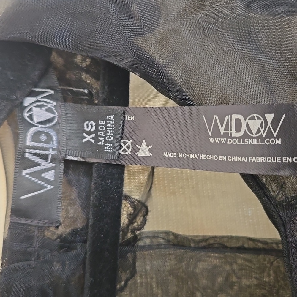 Dolls Kill WIDOW Black Sheer Ruffled Baby Doll DRESS Sz XS NWOT - Picture 3 of 7